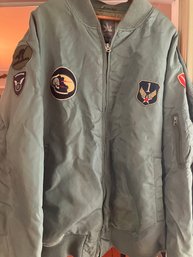 Vintage SPIEWAK MA-1 Style Flight Jacket - Green With Military Patches Size 6X