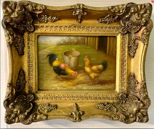 BIGGS & SONS Ornate Gilded Framed Ex. Of Mid 1800s Landscape Oil Painting On Board Artist R.T.  WE CAN SHIP!