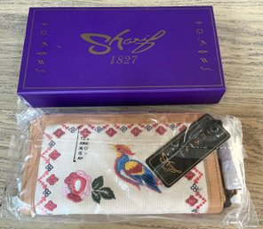 SHARIF 1827 ANDALUSIAN GARDEN EMBROIDERED OVERSIZED WALLET W/TASSELS BRAND NEW IN BOX -WE CAN SHIP!