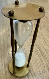 BRASS & GLASS HOUR GLASS SAND TIMER 10 1/2' H-WE CAN SHIP!