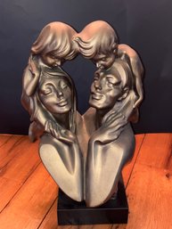 Austin Productions Alexander Danel 'Family Time' Sculpture - Bronze Color Plaster Durastone - 1999