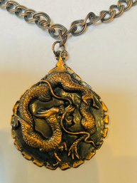 Vintage Mid Century Copper Dragon Necklace By Francisco Rebajes