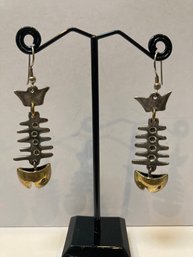 Vintage Mexican Sterling Fish Bone Earrings