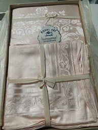 Royal Art Pink Damask Tablecloth And Napkins