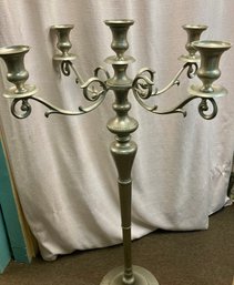 Vintage Standing  Five Arm Silver Tone Candelabra