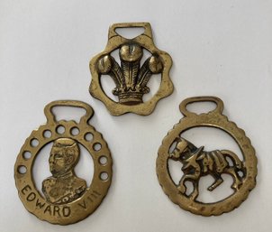 Set Of Three Vintage  Brass Horse Medallions - England