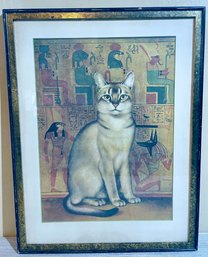 GIRARD GOODENOW CAT Portrait ABYSSINIAN FRAMED 1965 Women's Day Print From Original Oil Paintings -Fawcett Pub