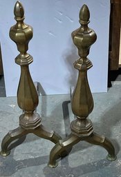 Classic Solid Brass Fireplace Andirons 26 Inches