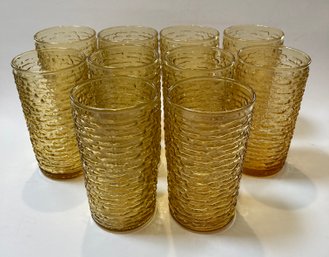 Set Of 10 Anchor Hocking Amber Soreno Glasses