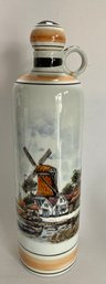 Vintage Delft  Hand Painted Decanter With Cork Stopper