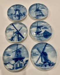 Set Of Six  Vintage Coasters Furstenberg Porcelain With Windmills