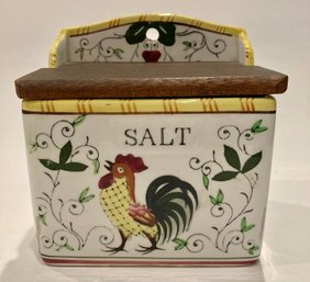 Vintage Early Provincial Rooster Salt Box