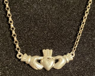 Vintage Sterling Silver Claddagh Necklace By FADA - 18'