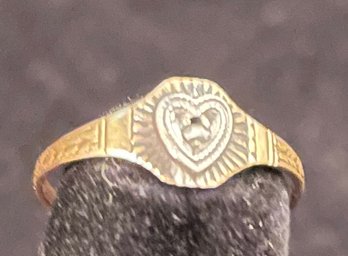 Vintage 10k Gold With Diamond Baby Ring Size 1.5