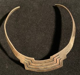 Vintage Modernist TAXCO Mexico Sterling Silver 925 Solid Heavy Collar Necklace