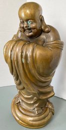 Stunning Large Bronze Chinese Hotei, Laughing Buddha Of Wealth & Prosperity - 20x10x9' - 30 Pounds - Signed?