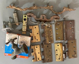 Assorted Lot Of Antique/Vintage Hardware- Drawer Pulls, Hinges, Etc.