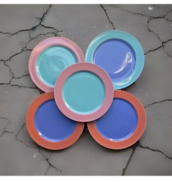 Lindt Stymeist Colorways 9 Dinner Plates Pink Blue Set Of 5