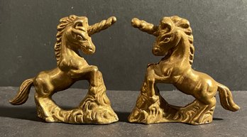 Vintage Pair Of Brass Unicorns - 3' X 2 .5' Each
