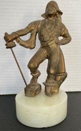 Vintage Paul Herzel Pompeian Bronze Pirate Sculpture On Marble Base - 7' Figure