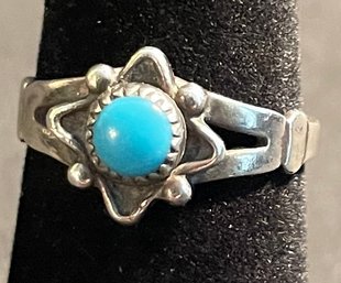 Vintage Sterling Silver Turquoise Ring Size 6