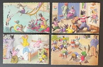 5 Alfred Manzier Anthropomorphic Cats Gardening Belgium Postcards