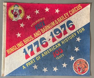 Vintage Bicentennial Ringling Bros. And Barnum & Bailey Circus 1976 Square Pennant Flag: 12x14'