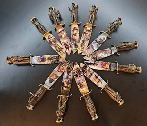 Bradford Exchange John Wayne Collector Complete Set Of 12 Knives - In Original Boxes W/COAS!