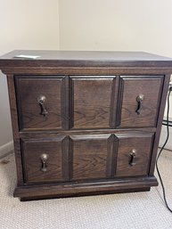Matching Pair Vintage 1970s Mediterranean / Spanish Revival Style 2 Drawer Nightstands