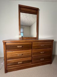6 Drawer Oak Dresser With Matching Mirror