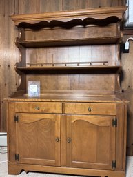 Antique Vintage Ethan Allen Heirloom Nutmeg Maple Buffet And Open Shelf Display Hutch