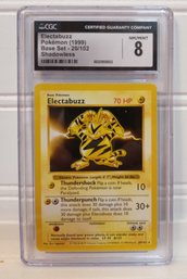 1999 Pokmon Electabuzz Shadowless Base Set CGC 8 NM/Mint #20/102 Sugimori Art