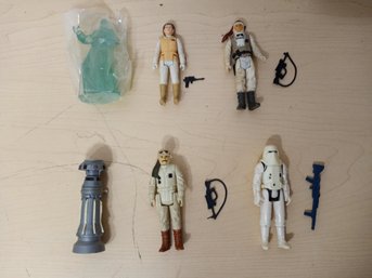 1980 Star Wars Hoth Figures With Weapons - Leia, Luke, Snowtrooper, FX-7, More