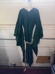 Handmade, Green, Angel Sleeve Dress With Inner Lining.