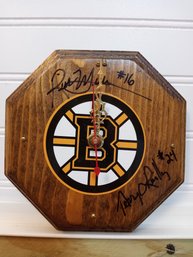 Handmade Bruins Clock Signed By Rick Middleton & Terry O'Reilly 1980s Style