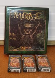 Magic The Gathering Mirage Binder With 3 Decks And Sleeved Vintage Cards - Smoke Damage On Binder/cards
