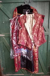 3-Piece Fantasy Costume Set  Devil Fashion Coat And 2 Brocade Vests, Size M