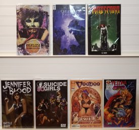 7-Issue Comic Lot With Suicide Girls, Jennifer Blood, Voodoo, Hellina, And More