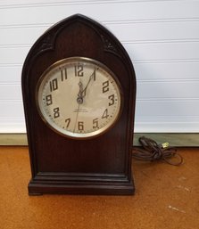 Vintage New Haven Westinghouse Electric Clock In Wooden Dome Case 14' Tall