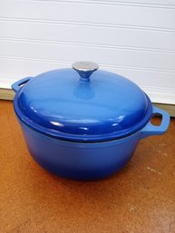 Beautiful Large Blue Enameled Cast Iron Dutch Oven Pot With Lid, 11 Diameter