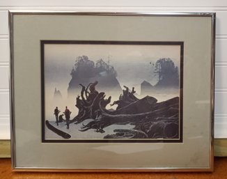 The Driftwood Fire Framed Silkscreen Print By Elton Bennett, 14 X 11
