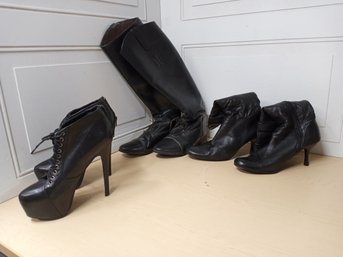 3 Pairs Black Leather Boots Size 40  Aldo, Madden, And One Unmarked Pair
