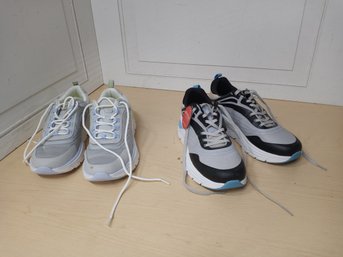 2 Pairs Easy Spirit Womens Sneakers Size 9M Gray Tone With Tag And Lace Detail