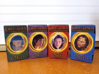 Lord Of The Rings Fellowship Glass Goblets Set Of 4 Gandalf Frodo Arwen Aragorn