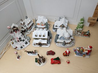 Light-Up Snow Village Houses With Figures And Sleighs  20 Christmas Pieces