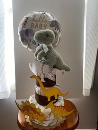 Newborn Baby Diaper Cake Gift, Dinosaur Theme