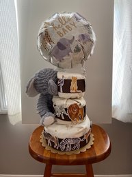 Newborn Baby Diaper Cake Gift, Zoo Theme