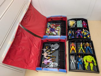 1990s Marvel X-Men Toy Biz Collector Cases With Assorted Action Figures Lot