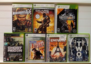 Xbox 360 War Game Lot - 7 Preowned Titles Including Gears Of War 2 & Battlefield 3