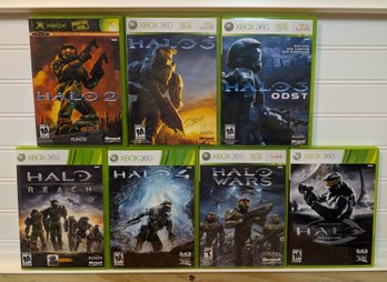 Xbox Halo Series Lot - 7 Preowned Games Including Halo 2, 3, Reach, ODST, Wars, Anniversary